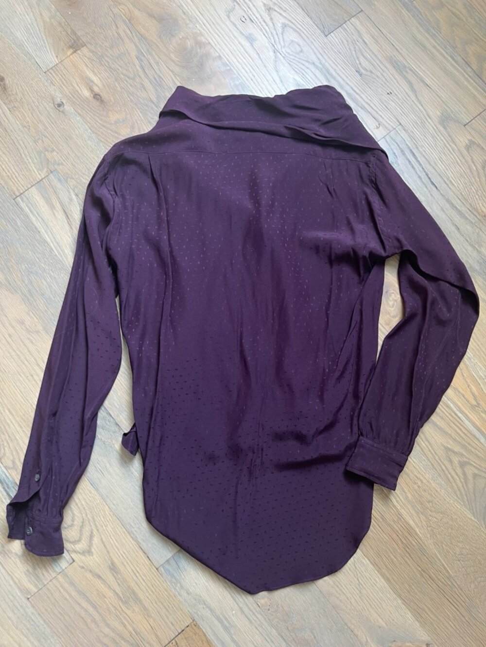 Vintage Ralph Lauren 100% Silk Scarf-neck blouse Plum Jacquard - Picture 6 of 7